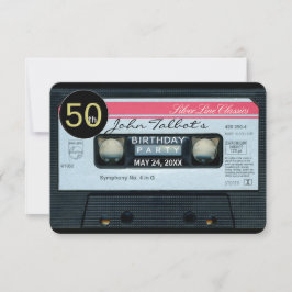 Retro C Audiotape 50:e födelsedagsfest inbjudan