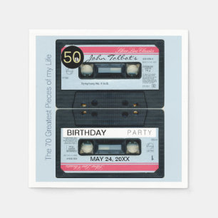 Retro C Audiotape 50:e födelsedagsfesten Papprare Pappersservett