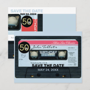Retro C Audiotape 50:e födelsedagsfestens Spara Da Inbjudan Vykort