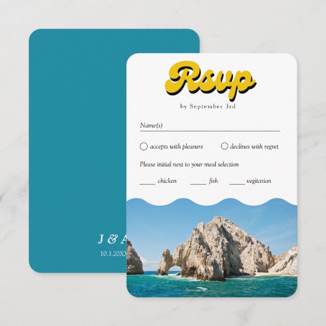 Retro Cabo Bröllop OSA Traditional Meal Option Tilläggskort (Fram/baksida)