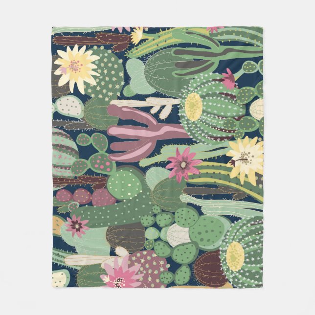 Retro Cactus design: Sömlös Fabric Struktur Fleecefilt (Framsidan)