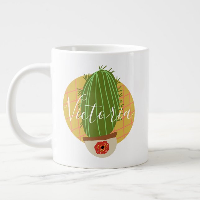 Retro Cactus Doodle Namn Giant Coffee Mugg Jumbo Mugg (Vänster)