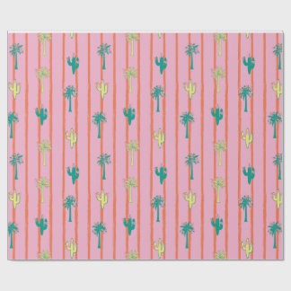 Retro Cactus & Palm Trees Gift Wrap Paper Presentpapper