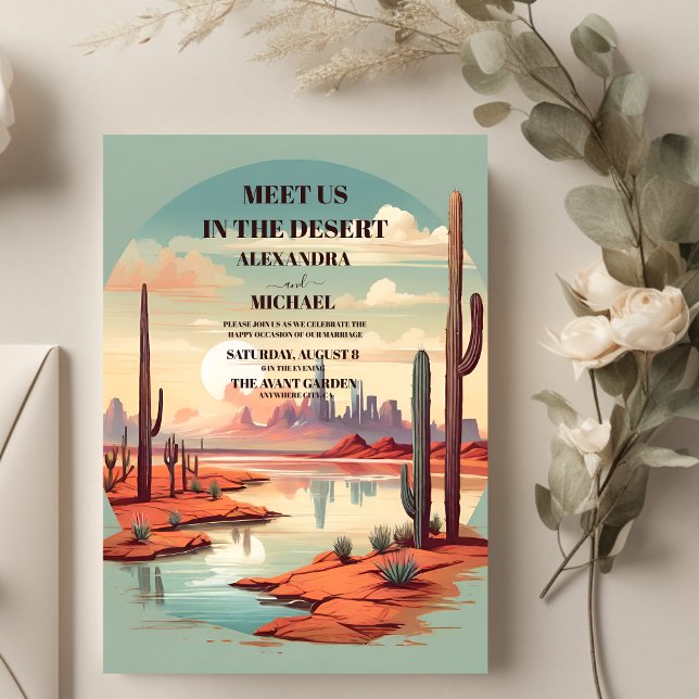 Retro Cactus Succulents Bröllop Inbjudningar (Skapare uppladdad)