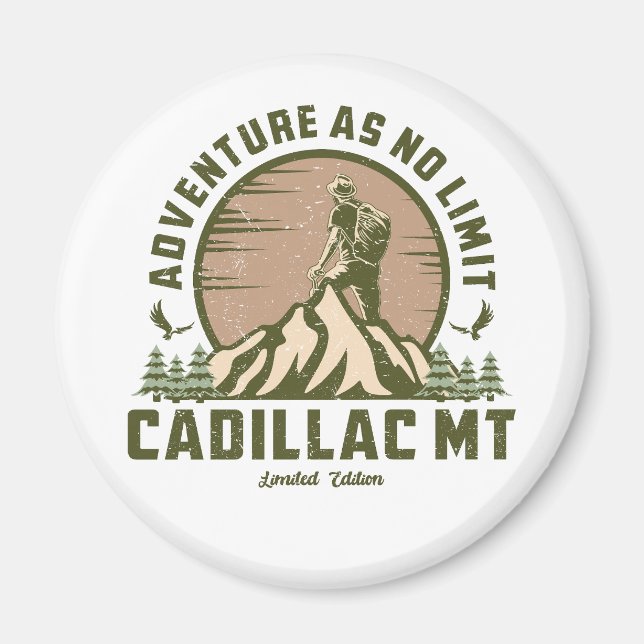 Retro Cadillac Mountain Hike Sunset Magnet (Framsidan)
