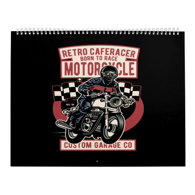 Retro cafe racer född i tävling motorcykel kalender (Omslag)