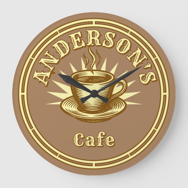 Retro Cafe Sign Template Stor Klocka (Framsida)