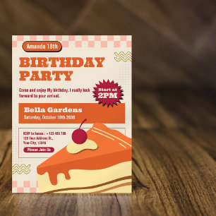 Retro Cake Barns födelsedag Party Inbjudningar