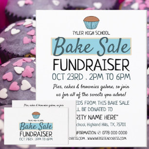 Retro Cake Design, Charity Bake Sale Event Advert Reklamblad