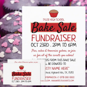 Retro Cake Design, Charity Bake Sale Event Advert Visitkort