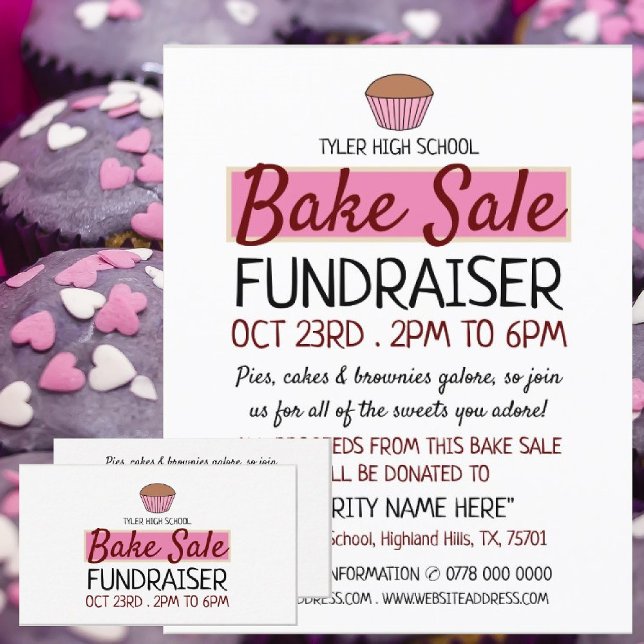 Retro Cake Design, Charity Bake Sale Event Advert Visitkort (Skapare uppladdad)