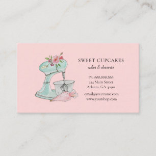 Retro Cake mixerpink bakery Visitkort