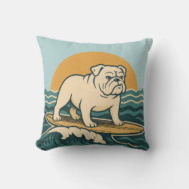 Retro Cali Surfer Hund Reversibel Surfbräda Grafis Kudde