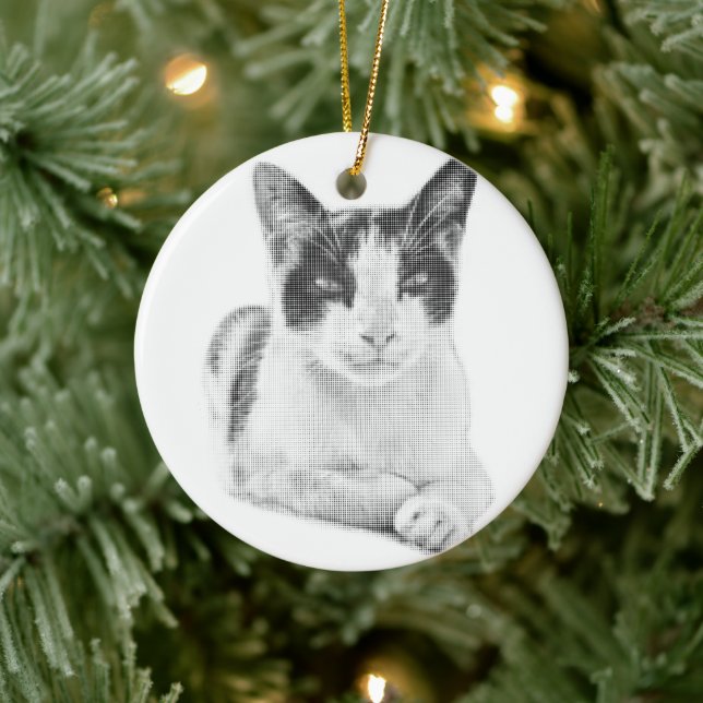 Retro Calico Halvton Julgransprydnad Keramik (Träd)