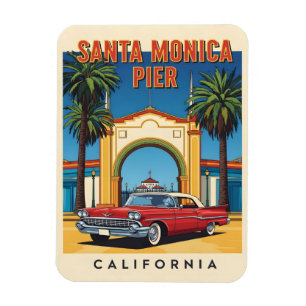 Retro California dröm Santa Monica Pier Magnet