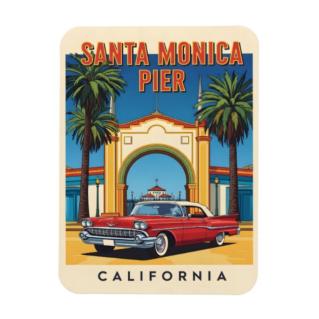 Retro California dröm Santa Monica Pier Magnet (Vertikal)