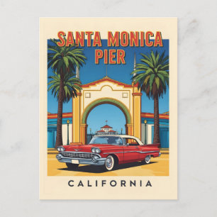 Retro California dröm Santa Monica Pier Vykort