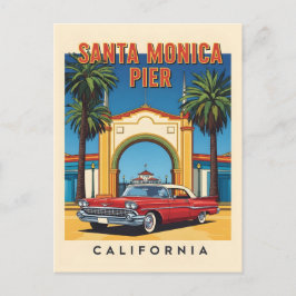 Retro California dröm Santa Monica Pier Vykort