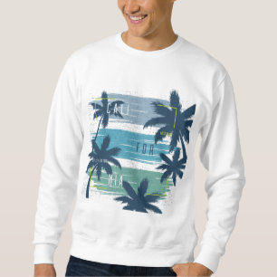 Retro California Handflatan Träd-Beach Sunset Aest Lång Ärmad Tröja