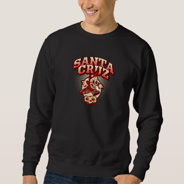 Retro California Skateboarder Santa Cruz Lång Ärmad Tröja (Framsida)