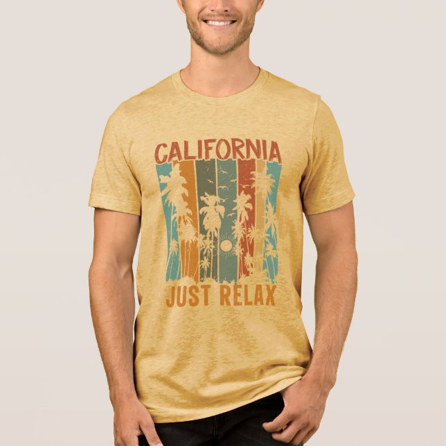 Retro California Slappna av Handflatan Träd Sunset T Shirt (Framsida)
