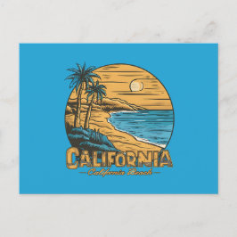 Retro California Sunset Beach Scene Helg Vykort
