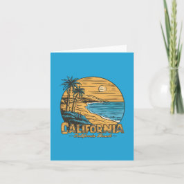 Retro California Sunset Beach Scene Helgkort
