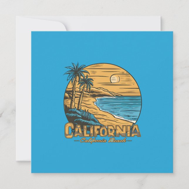 Retro California Sunset Beach Scene Julkort (Framsida)