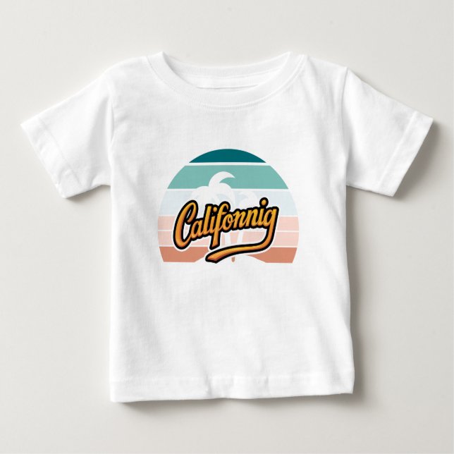 Retro California Sunset Typography T-Shirt (Framsida)