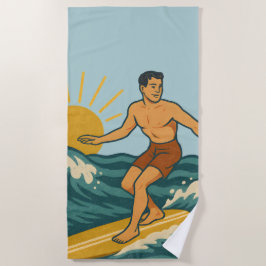 Retro California-Surfare Blå Kustnära Surf Grafik