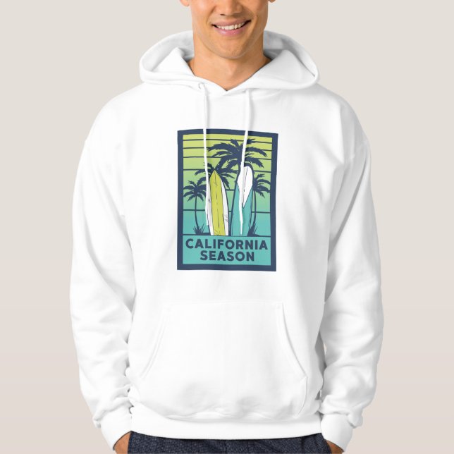 Retro California Surfboard Art - Sommar Kusten Hoodie (Framsida)