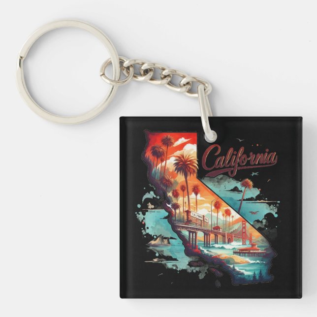 Retro California USA Karta Travel Souvenir (Framsidan)