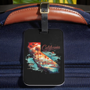 Retro California USA Karta Travel Souvenir Bagagebricka