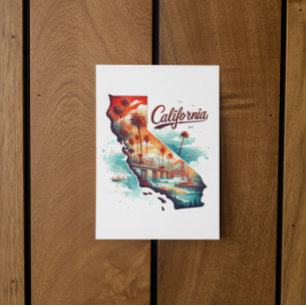 Retro California USA Karta Travel Souvenir Vykort