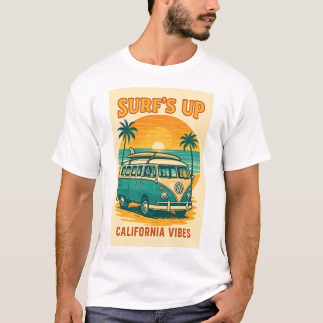Retro California VW Buss T Shirt (Framsida)