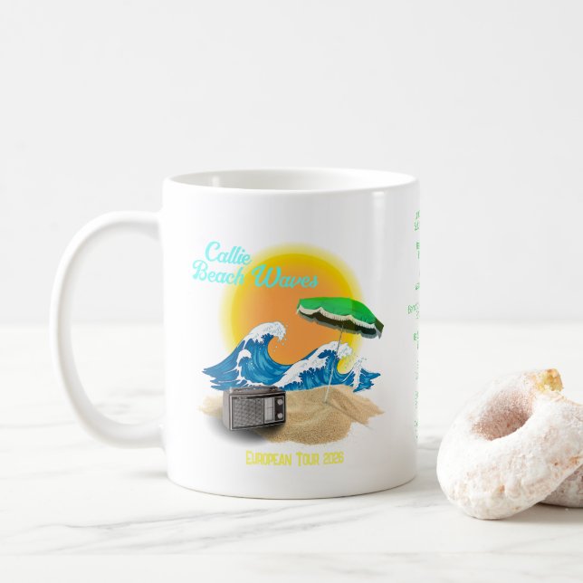 Retro Callie Beach Vågar-mall, bandtrötthet Kaffemugg (Med munk)