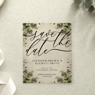 Retro Calligraphy Eucalyptus budget speciell dag Flygblad