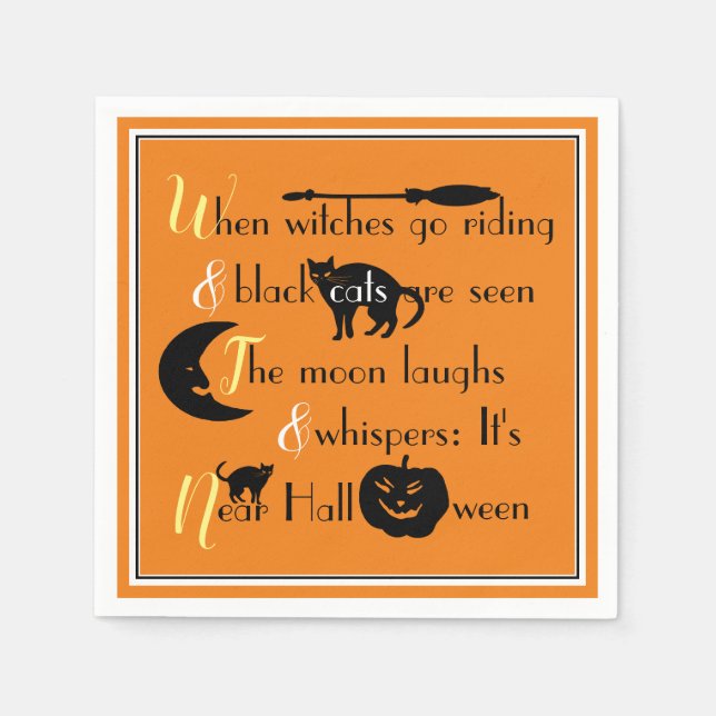 Retro Calligraphy Traditional Halloween Dikt Pappersservett (Framsidan)