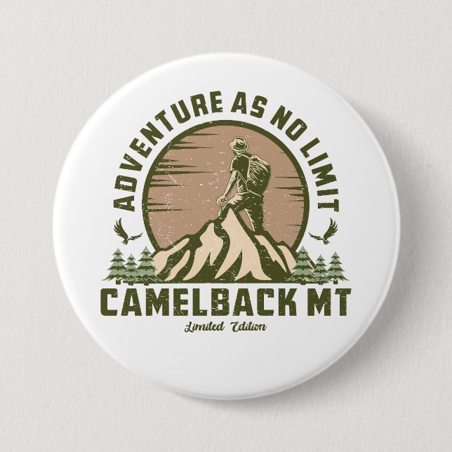 Retro Camelback Mountain Hike Sunset T-Shirt Knapp (Framsida)