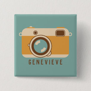 Retro Camera Personlig Pin eller Button Knapp