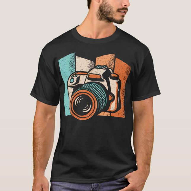 Retro Camera Vintage Photography Love Photographer T Shirt (Framsida)