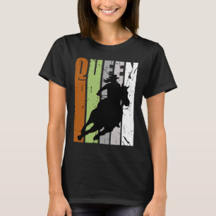 Retro Camo Cowgirl Queen Rodeo Women Barrel Racer T Shirt