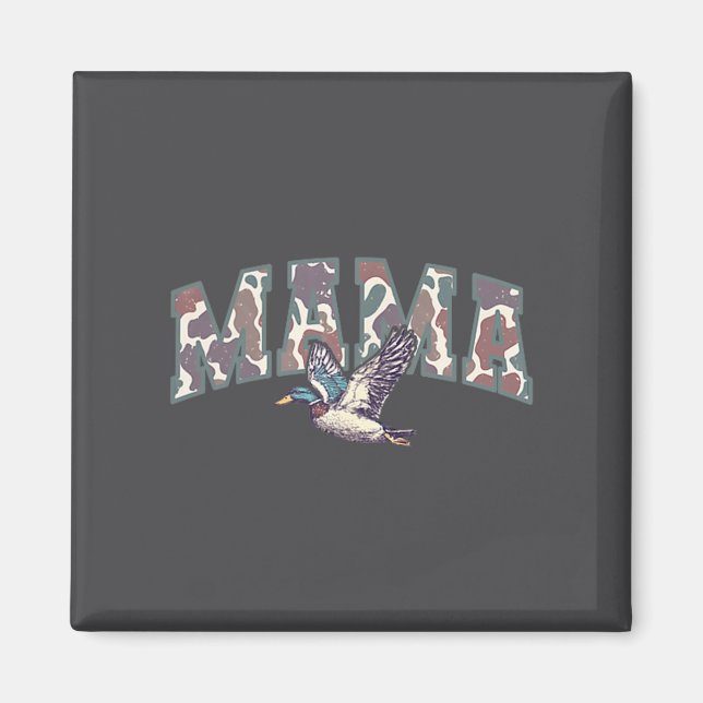 Retro Camo Duck Hunting Mama 1st Birthday Family M Magnet (Framsidan)