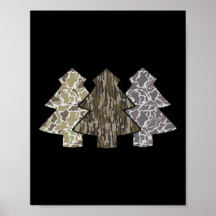 Retro Camo Julgranar Hunting Julafton Reindeer D. Poster