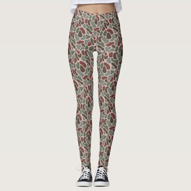 Retro Camo (röd grön) Leggings (Framsida)