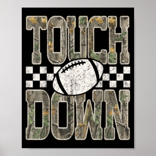 Retro Camo Rutigt Fotboll Touchdown Matchdag Poster