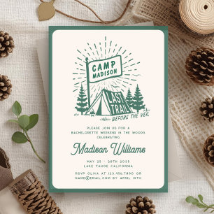 Retro Camp Bröllopsfest för tjejer Glamping Helg Inbjudningar