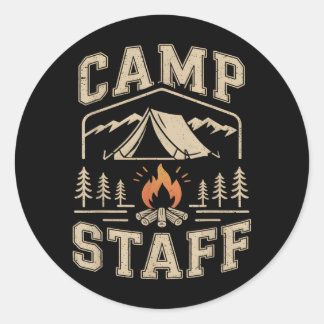 Retro Camp-personal Sommar Camping-värd Squad Staf Runt Klistermärke