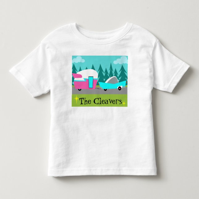 Retro campare för anpassade/släp- & bilT-tröja Tee Shirt (Framsida)