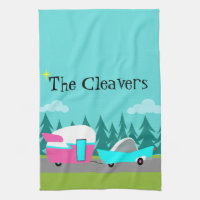 Retro campare-/släp- och bilkökshandduk